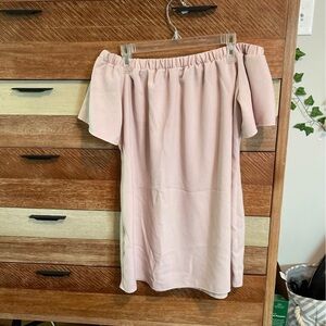 Boohoo Off-Shoulder Pink Tea Mini Dress